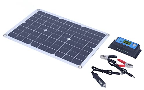 Panneau Solaire Portable, 50W Panneau de Chargement de Batterie Solaire Monocristallin DC 18V Kit de d'alimentation de 50W avec Panneaux de Contrôleur pour la Randonnée de Camping à Dos