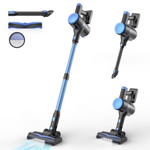 UML0 Aspirapolvere senza fili N8, aspirapolvere leggero con potente aspirazione, batteria da 2200 mAh, 40 minuti di autonomia, aspirapolvere ricaricabile per casa, pavimenti in legno, moquette, peli