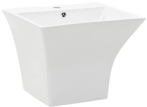 Lavabo mural céramique blanc évier de salle de bains 50 cm vasque de toilette 02_0002577