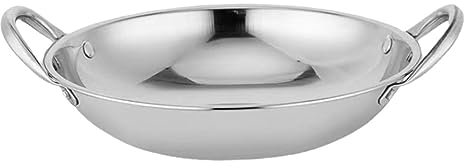 Healifty Sartén Wok Inoxidable Olla para Ramen Mango Doble Olla Caliente Utensilios de Cocina para Camping 1.5