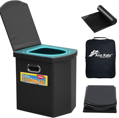 Ann Katy Upgrade XL Portable Toilet for Adults, Extra Large Portable Travel Floding Toilet, Camping Tall Toilets with Lid for Adults and Kids Compact Potty for Car,Hiking,Beach and Camping