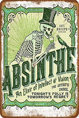 Blechschild für Absinth, Retro-Metallschild, lustiges Poster, Wohnzimmer, Küche, Badezimmer, Zuhause, Kunst, Wanddekoration, Geschenk, 20,3 x 30,5 cm, 20,3 x 30,5 cm