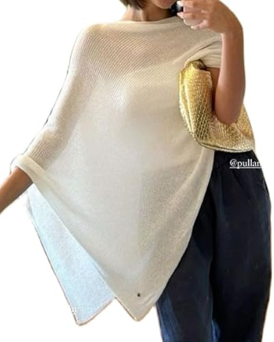 Betrodi Damen-Poncho-Top, durchscheinend, Y2K, gehäkelt, Schultern, Netzbluse, leichter Pullover, Pullover