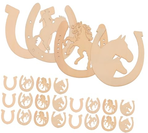 GALPADA 24stücke Holz Hufeisen Diy Graffiti Bastelset Für Junge Mädchen Handwerksspielzeug Holzscheiben Zum Bemalen Und Dekorieren