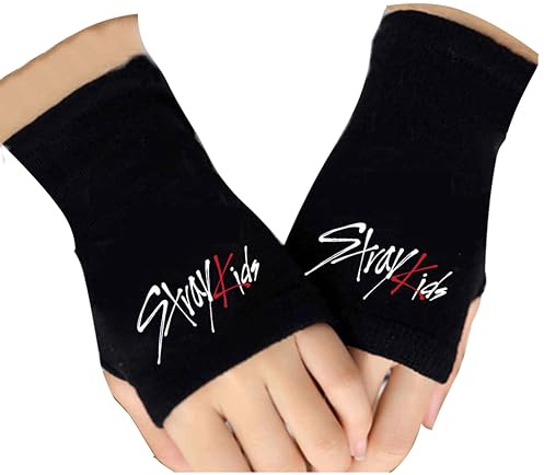 Roffatide Kpop Stray Kids Fingerlose Handschuhe für Jungen und Mädchen Gestrickte Touchscreen-Handschuhe Wintergeschenk