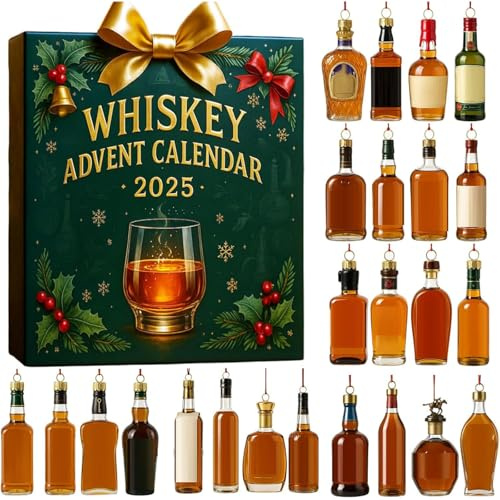 Whisky Adventskalender 2025, 2D 24 Tage Ohne Wiederholung Whisky Anhänger, Verkostungsreise Durch Die Welt Der, Adventskalender ohne Alkohol, Geschenke für Alkohol-Liebhaber (Whiskey)
