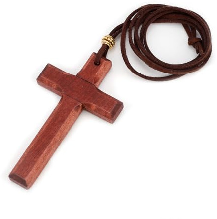 Goktvai Christian Wooden Wall Cross, 3.27in/8.3cm Wood Cross Small Hold Crucifix for Decoration with Detachable Necklace Hand Held Prayer Supply Gift Orthodox Holy Jesus Statue Art for Home Ornament