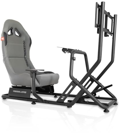 Rebblers® SIMR 300GM Sim Racing Cockpit + Schalthebelhalterung + Monitorhalterung, Rennsitz, Vollständig Verstellbar, Anthrazit