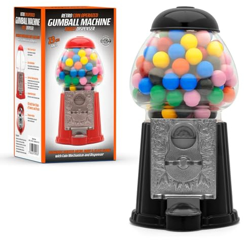 CKB LTD Kaugummi-Automat Retro Süßigkeitenspender Aufbewahrungs-Sparschwein Spardose Geldbox Münzen-Betriebene Spardose H23cm (Kleine Größe 23 x 12,5 x 11,5cm) (Schwarz)
