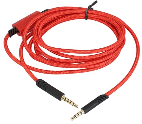 Ersatz-Soundkabel für ASTRO A10 A40 A40 TR Gaming-Headset, kabellose Gaming-Kopfhörer, Ersatzkabel mit Inline-Mikrofon-Stummschaltung, geflochtenes Nylon, 2 m TRRRS auf TR (Rot)