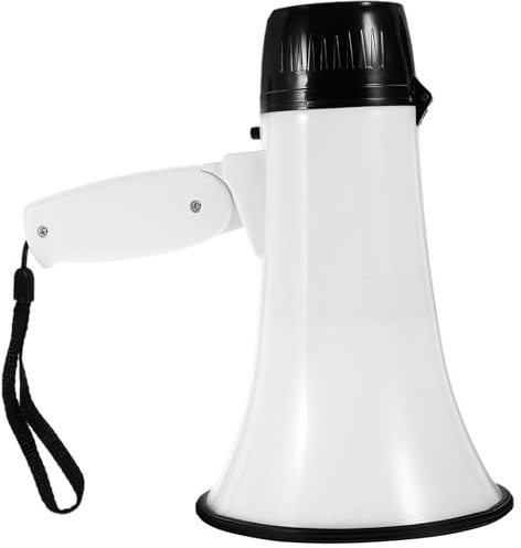 Veemoon Mégaphone Portatif Blanc Microphone et Fonction D'enregistrement, Amplificateur de Son Compact à Main, Porte-Voix Léger pour Sports, Animation et Vente en Plein Air