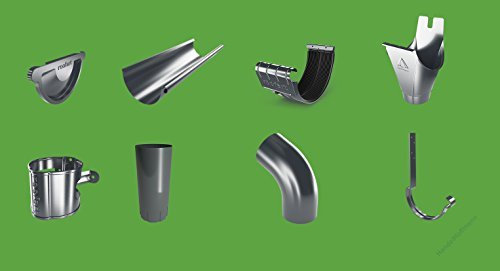 Dachrinnenset 8 m lang anthrazit 7 TLG 127mm (NG 280) inkl. 4 m Fallrohr (mit Rinneisen, Anthrazit RAL 7016)