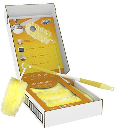 Swiffer Dusters Heavy Duty Extender Handle Starter Kit (1 Handle, 12 Dusters)