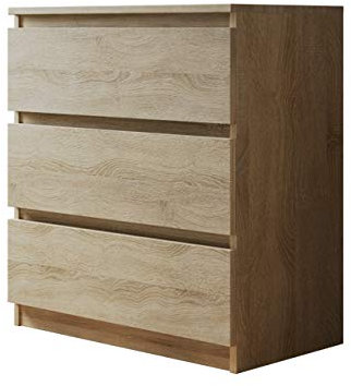Kommode mit 3 Schubladen Malwa M3, Anrichte, Diele, Flur, Highboard, Mehrzweckschrank, Sideboard, Wohnzimmer, Esszimmer (Sonoma Eiche)