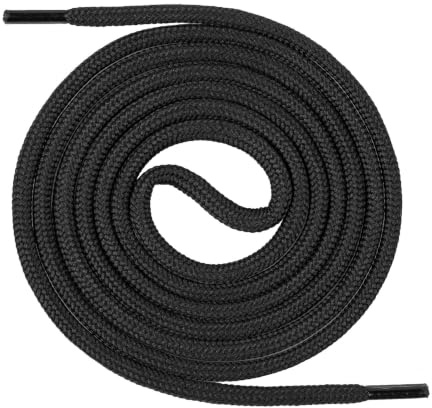 Mount Swiss Lacets ronds noirs 220 cm – 4,5 mm épais – robustes sans nœud – chaussures sécurité, bottes, randonnée, trekking, travail – embouts anti-effilochage – usage pro