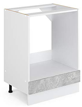Vicco Herdumbauschrank R-Line, Herdschrank, Beton/Weiß, 60 cm ohne Arbeitsplatte