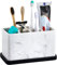 ZCCZ Create Zahnbürstenhalter, Bad Lagerung Veranstalter Caddy，Badezimmer Organizer für elektrische Zahnbürste, Zahnpasta, Zahnseide, Rasierer, Kamm, Make-up-Pinsel und mehr, weiß marmor Optik