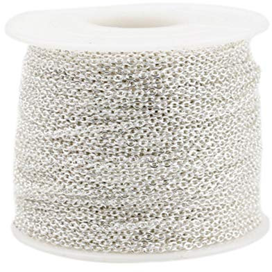 Asudaro 10 Metros de Cable de Acero Inoxidable Cadena de Metal, Cadena de eslabones, Cadena de Cable, Cadena de eslabones, Cadena para fabricación de Joyas, Plata, 1 mm