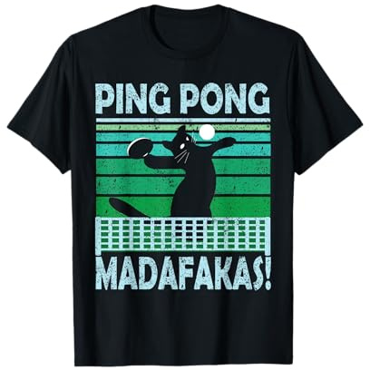 Tischtennis Lustige Katze Vintage Madafakas Ping Pong T-Shirt