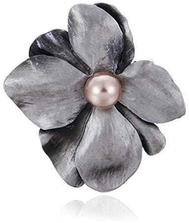 YAZILIND Dames Breastpin Vêtements Corsage Fleur Forme Broche Broche Imitation Perle Bijoux (Café)