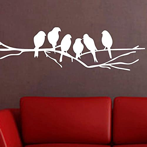 2 Pièces Oiseaux Blancs sur La Branche d'arbre Stickers Muraux pour Salon Stickers Muraux pour Art Autocollants Décoration De La Maison