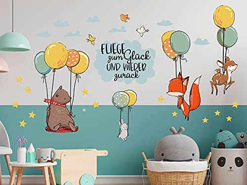 GRAZDesign Wandtattoo Kinderzimmer Tiere und Luftballons, als Set, Wandsticker Wandaufkleber Babyzimmer für Jungen und Mädchen / 100x57cm