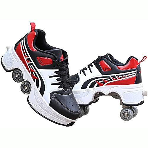 GKZJ Unisexe Skates Deformation Schuhe，Verstellbare Quad-Rollschuh-Stiefel, Inline-Skate,43