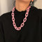 zxcs Punk Hip Hop Fashion Acrylic Link Chain Necklace Rock Gothic Chunky Plastic Choker Collar Necklace for Women Accessories-pink