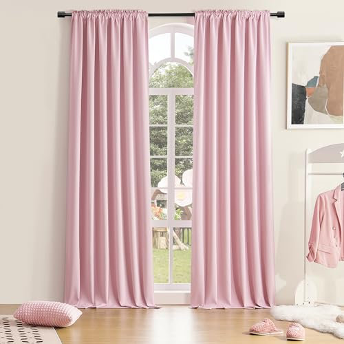 DONREN Tende con tasca per asta di lunghezza 300 cm, 2 pannelli, oscuranti, isolate termicamente, per soggiorno, camera da letto, rosa, 122 x 250 cm