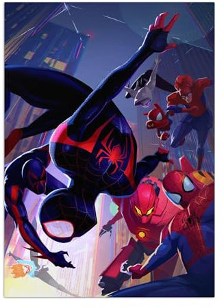 Displate Offiziell Marvel Spiderman MetallPoster Magnetische Befestigung Inklusive Lizenziert Bilder Hochwertiges Poster Miles Morales - Heroes of the Spider-Verse Poster 45 cm x 32 cm