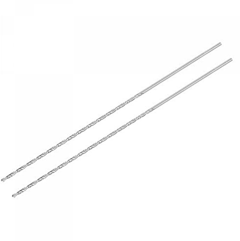 sourcing map HSS(High Speed Steel) Extra Long Twist Drill Bits, 2mm Drill Diameter 160mm Length for Hardened Metal Woodwork Plastic Aluminum Alloy 2 Pcs