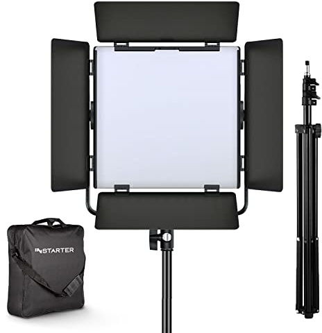 Instarter luz LED RGB de vídeo con trípode - Espectro RGB 360°, Bi-Color de 3200-7500K, 60W de Potencia Regulable, Ideal para Foto y Streaming, luz para vlogging con Efectos, Uso Interior y Exterior
