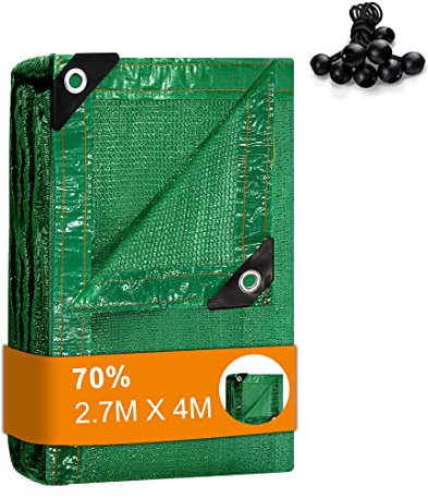BeGrit Greenhouse Shading Net with Grommets Pergola Shading Netting 70% Shading Rate UV Resistant Sunblock Shade Cloth Greenhouse Shading Blinds for Garden Flower Plant Green (2.7m X 4m)