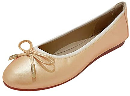 MACHSWON Womens Ballet Flat Slip On Poined Toe Bow Tie Ballet Pumps Dolly Shoes(Yellow, Size 5.5)