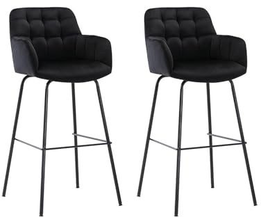 Vente-unique - Barhocker 2er-Set Pega - Samt - schwarz
