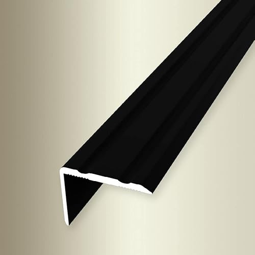 PROVISTON | Winkelprofil | Breite: 24.5 mm | Höhe: 0-17 mm | Länge: 1000 mm | Aluminium Pulverbeschichtet | Gerillt | Einfach Biegbar | Schwarz | Selbstklebend