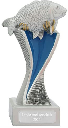 Druckspezialist Angeln Fischen Pokal Pokalset Metz Fisch Trophäe mit Gravur (Pokal L 19 cm hoch)