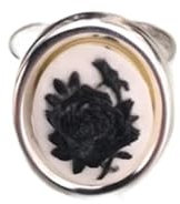 bague camée argent 925 ieme la rose noire ajustable