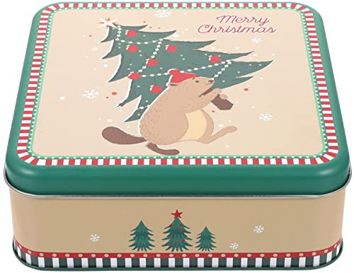 Luxshiny Scatola Di Natale Per Biscotti E Caramelle in Ferro Multicolore Contenitore Decorativo Per Conservazione Di Dolci E Regali Dimensioni 16.80X16.80X6.00Cm