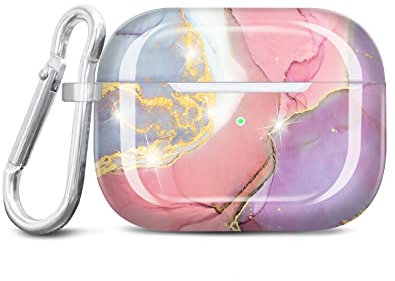 JIAXIUFEN Kompatibel mit AirPods Pro 2 Hülle Stoßfeste Silikon Kopfhörer Taschen Case Schutzhülle Zubehör mit Karabiner Kompatibel mit AirPods Pro 2 Generation, Pink Violett