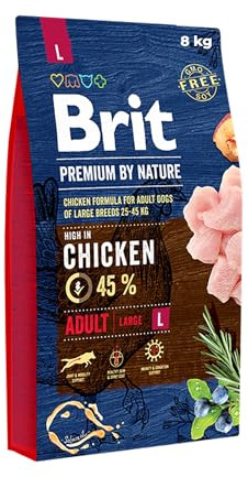 Brit Premium Adult L Trockenfutter für Hunde großer Rassen, 8 kg | Alleinfutter mit Huhn, für Welpen & Junghunde großer Rassen, unterstützt: Wachstum, Muskelaufbau, Haut & Fell, Gelenke