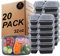 [20 Pièces] Meal Prep - Contenants réutilisables sans BPA à 2 compartiments avec couvercles hermétiques,résistants au congélateur,au micro-ondes et au lave-vaisselle,boîtes à lunch Bento [32 oz]