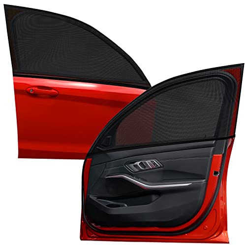 Simket Sonnenschutz Auto Baby, 2 Stück Universal Sonnenblende Auto Netz ,Meshmaterial Sonnenschutz mit UV-Schutz Seitenfenster für Kinder Erwachsene Haustiere
