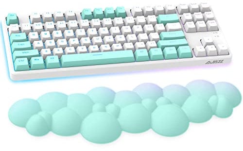 Cloud-Soft Ergonomic Wrist Rest for 100 Keys 87 Keys 68keys Keyboard PU Material Anti-Slip Rubber Base Memory Foam Cloud-Shaped Palm Rest for Computer Laptop,Pain Relief,15.2 * 4.4 * 1.2 inch