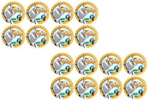 ALMACENESADAN, 4866, Pack fiesta Frozen Olaf; compuesto por 16 platos de cartón 23cm, ideal para fiestas y cumpleaños