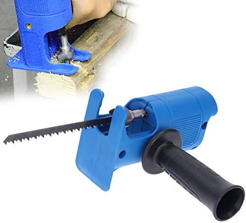 Drill Saw Attachment, Reciprocating Saw Adapter with 3 Blades Mini Electric Drill Modified Jigsaw Sabre Saw, for Wood Metal PVC Pile Cutting Electric Saw Quick Electric Drill Can