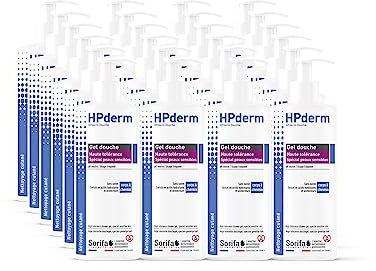 SORIFA - Lot de 24 - HPderm Gel douche 2 en 1 - Spécial peaux sensibles, tatouées - Usage fréquent - pH neutre, sans savon - Fl. Pompe 500 ml