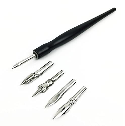 XPEX Set di pennini per Calligrafia, pennini per Calligrafia, pennini per Manga, Set di pennini per Calligrafia con 1 portapenne e 5 pennini, Adatti per Principianti e artisti, Schizzi, Disegno Manga