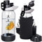 Seekua 0.6l Sport Gourde Verre avec Paille & Heure de Motivation 600ml Bouteille d'eau Verre Réutilisable sans BPA avec Marqueur de Temps