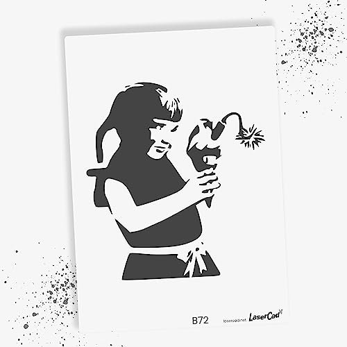 LaserCad Schablonen BANKSY Streetart (B072, Ice Cream Bomb, DIN A3) Stencil für Graffiti, Airbrush, Kunst, Deko, zum Malen